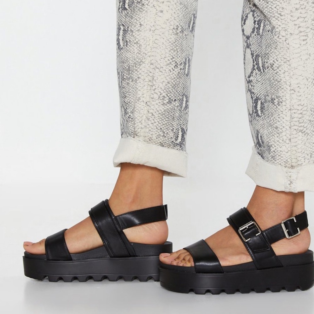 black platform sandals